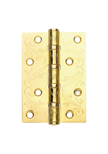 Петля универсальная с четырьмя подшипниками ADDEN BAU. 100X70X2.5 4BB FLO SATIN GOLD (цвет МАТОВОЕ ЗОЛОТО, цветочный орнамент)